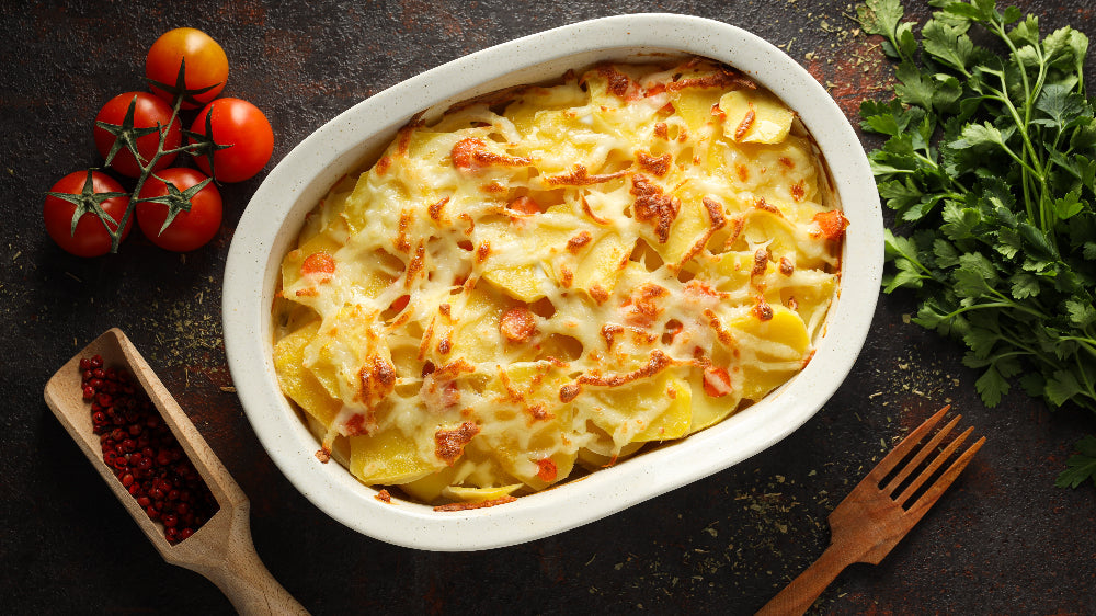 Cremiges Kartoffelgratin mit Rahmsauce und Bergkäse