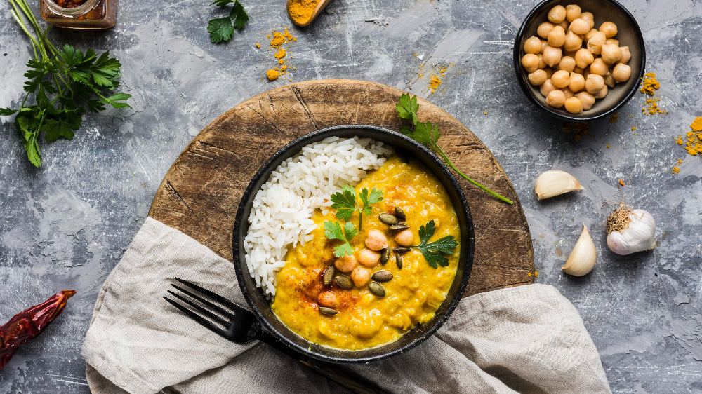 Aromatisches Reis-Curry mit Kichererbsen