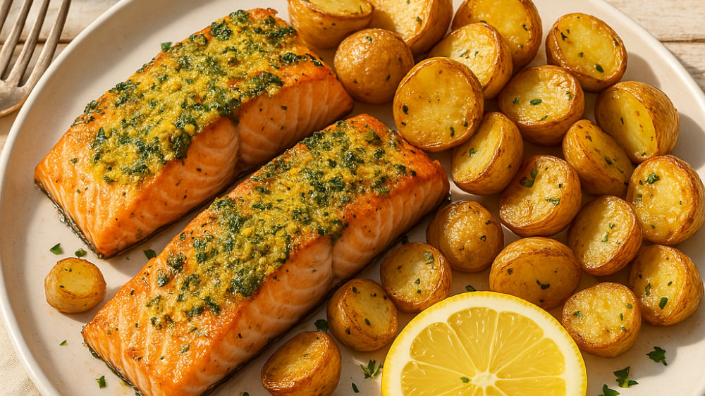 Gegrillter Lachs mit Zitronen-Kräuterkruste