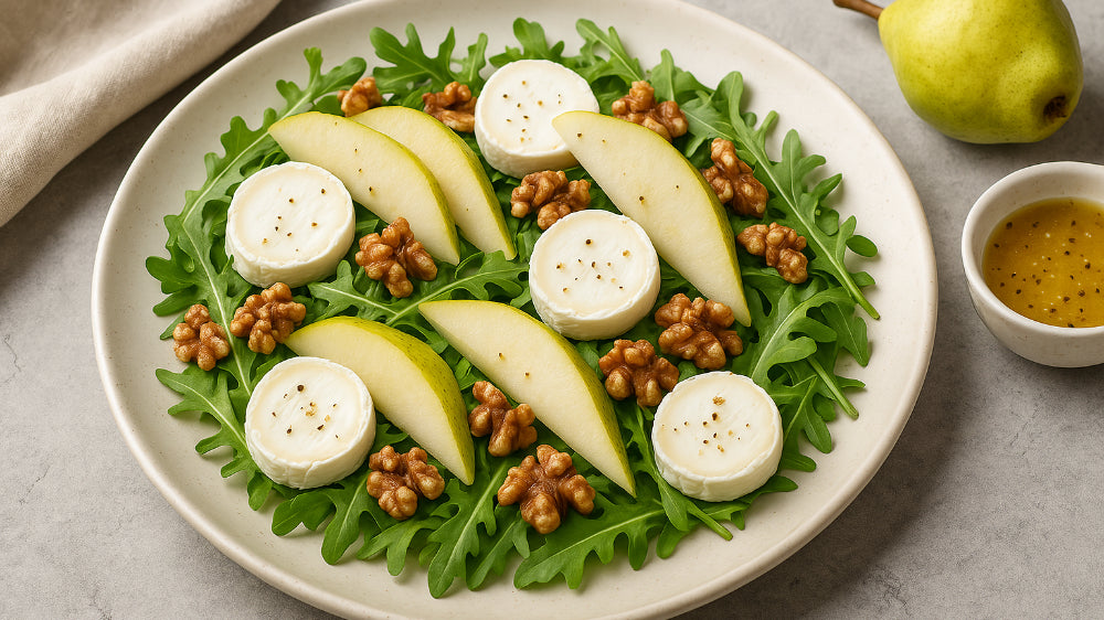 Fruchtiger Spätsommersalat mit Birne & Ziegenkäse