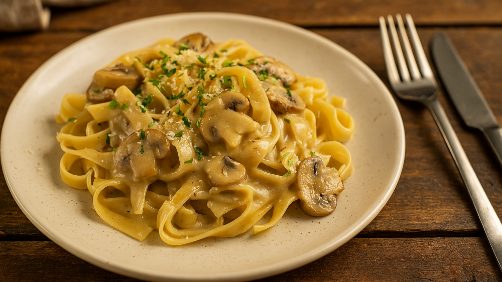Pilzrahm-Pasta mit frischen Champignons