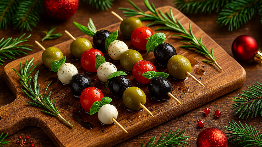 Festliche Oliven-Spieße