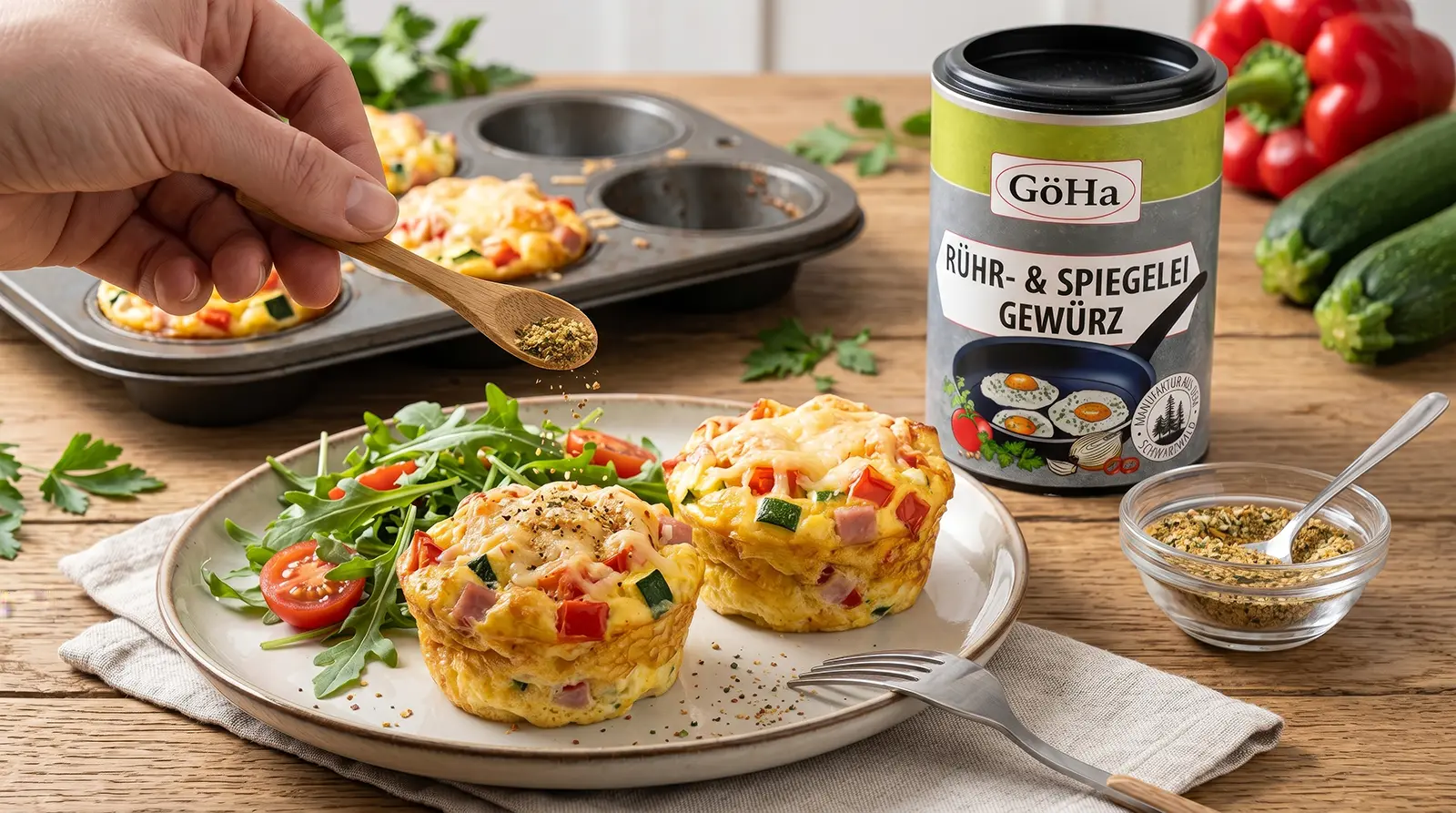 Eiermuffins Deluxe: Gemüsegarten trifft auf fluffiges Ei
