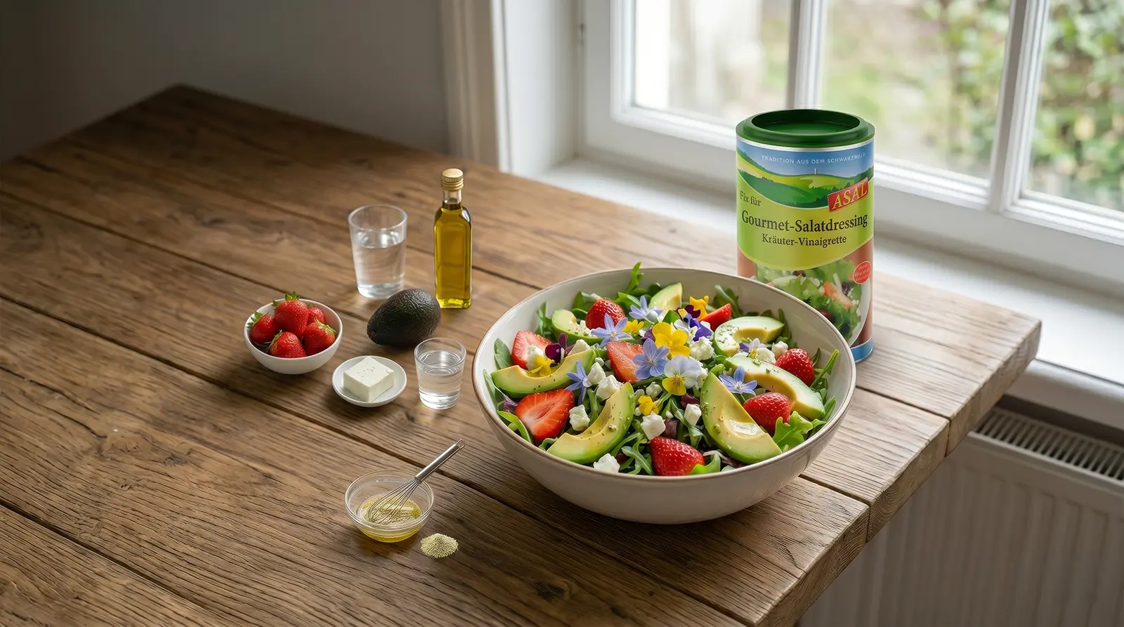 Frühling pur: Frischer Salat mit Vinaigrette-Dressing