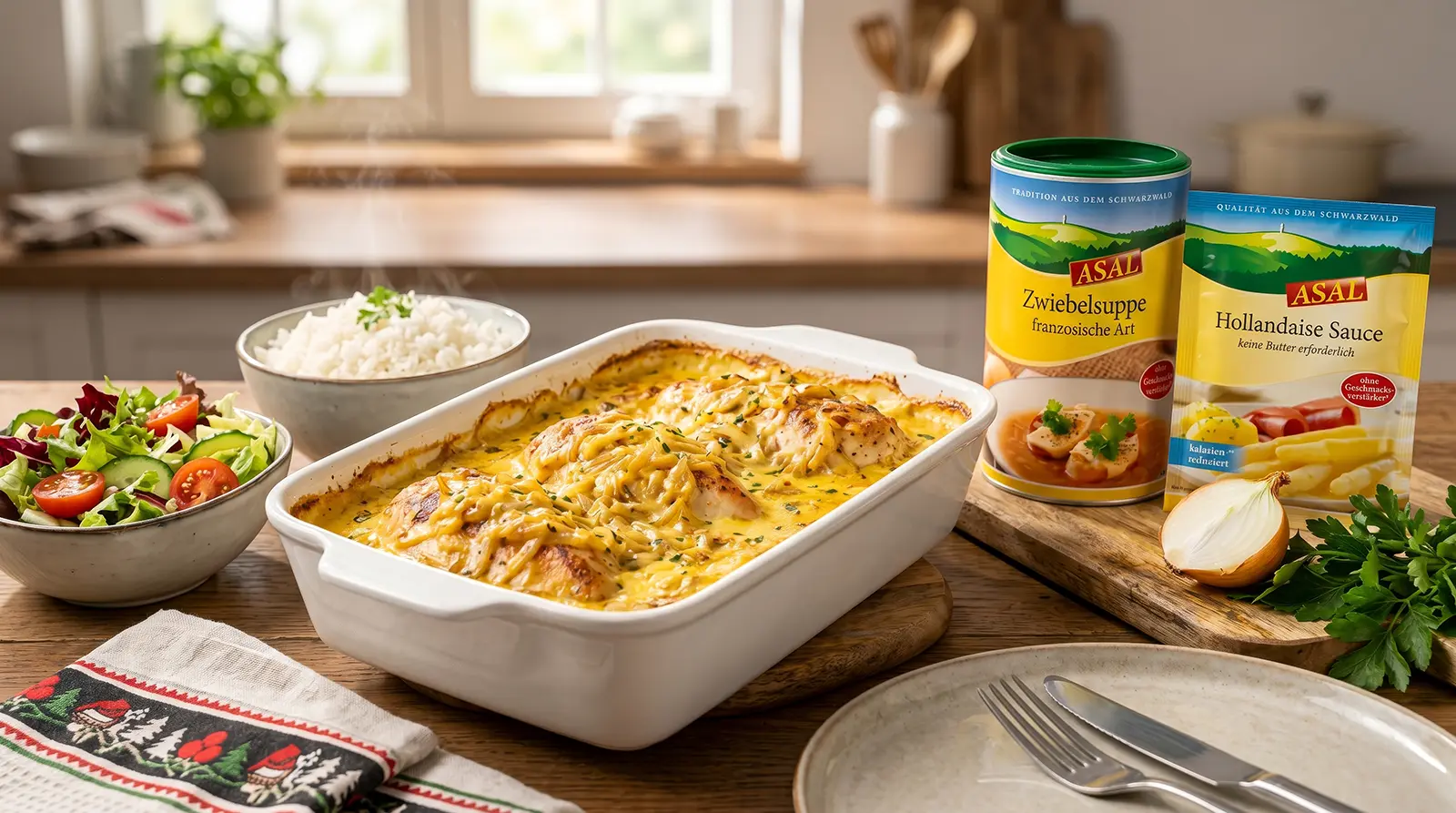 Zwiebelhähnchen aus dem Ofen – lecker, schnell und saftig