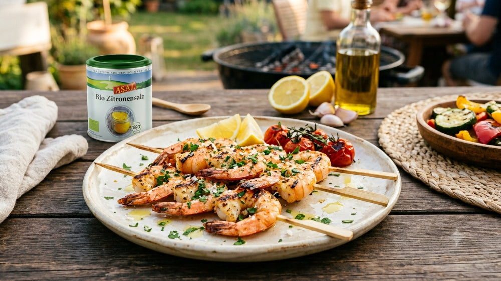Gegrillte Garnelen mit Zitronensalz-Marinade
