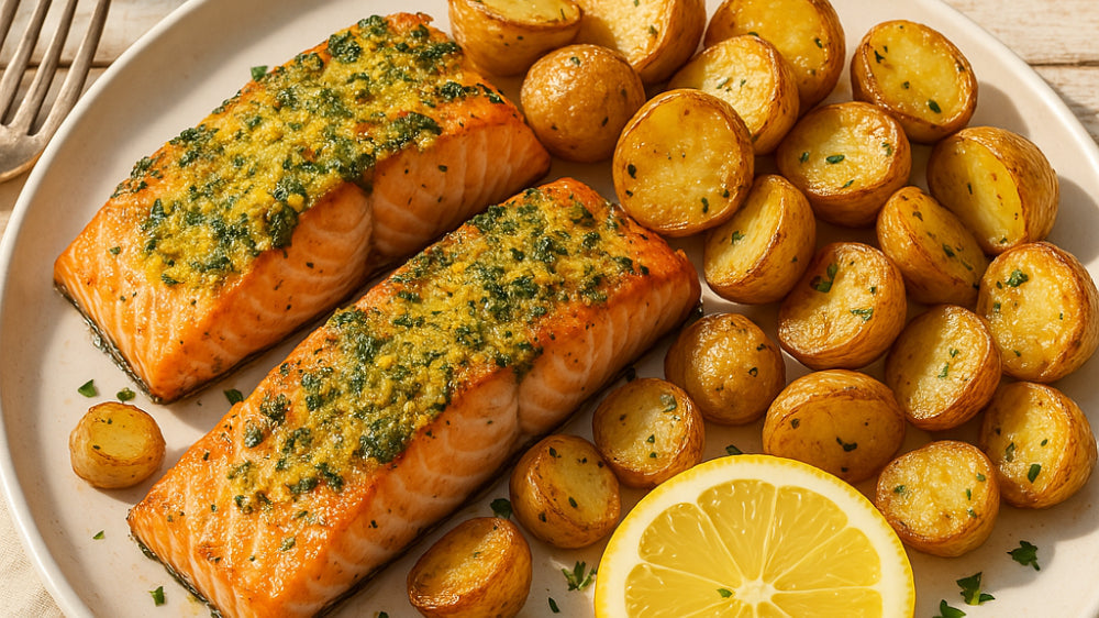 Gegrillter Lachs mit Zitronen-Kräuterkruste