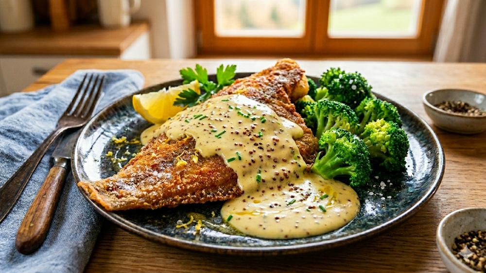 Pfannen-Scholle mit cremig-würziger Hollandaise & Brokkoli