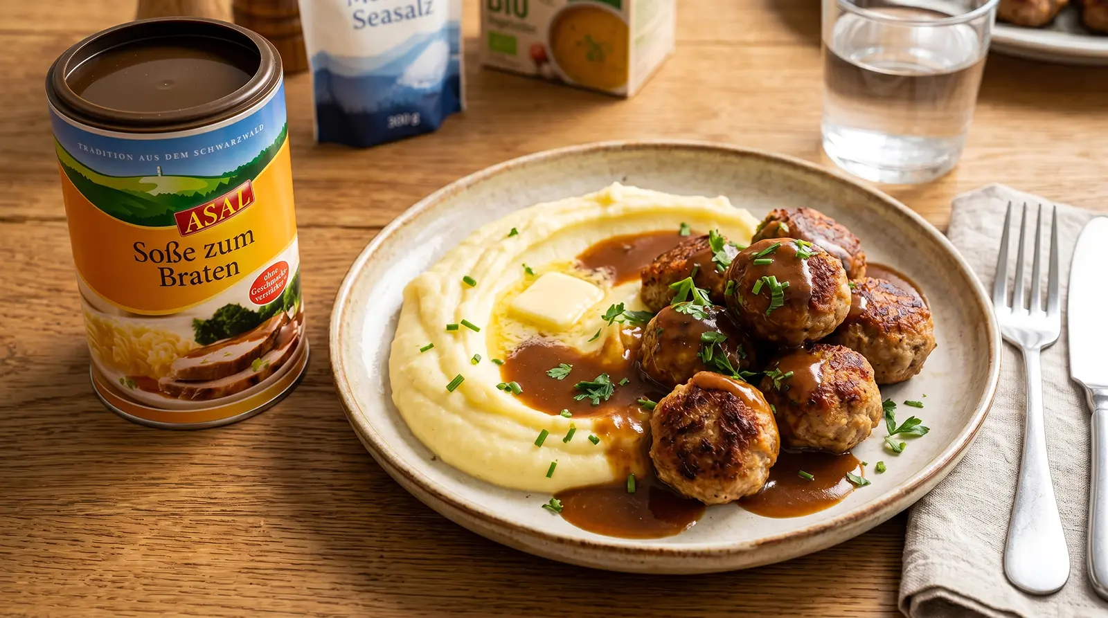 Herzhaft & Deftig: Hackbällchen mit Bratensauce und Kartoffelpüree