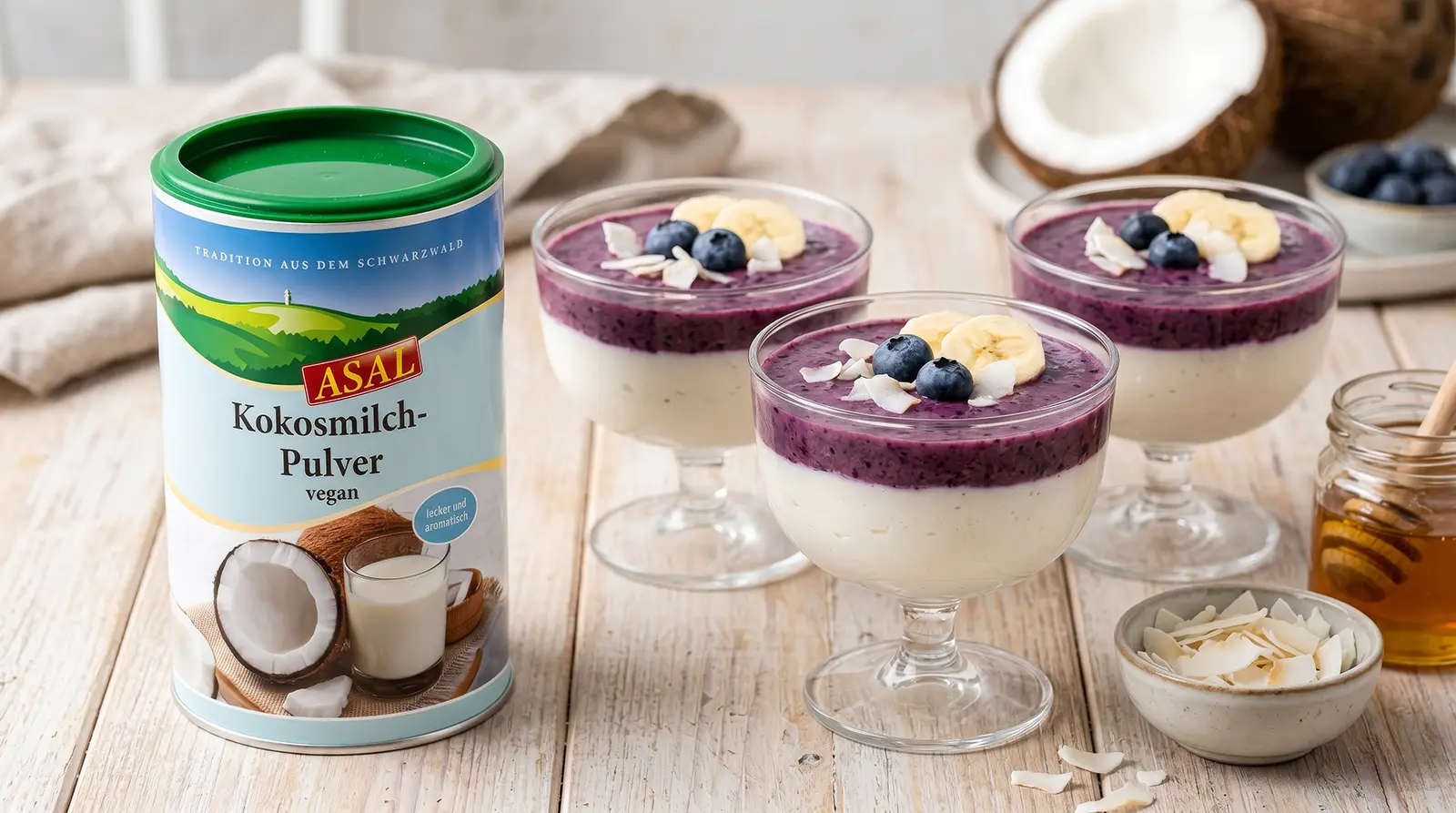 Leicht, cremig und fruchtig - Kokos-Quark mit Fruchtpüree