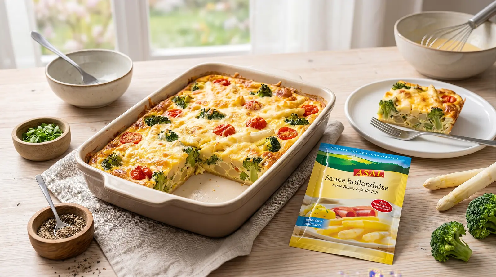 Frische Frühlingsküche: Spargel-Brokkoli-Quiche mit Käsekruste