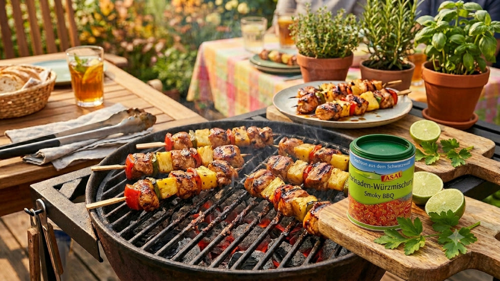 BBQ Hähnchen-Ananas-Spieße vom Grill