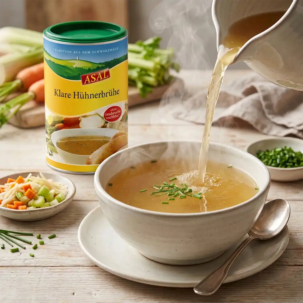 Klare Hühnerbrühe