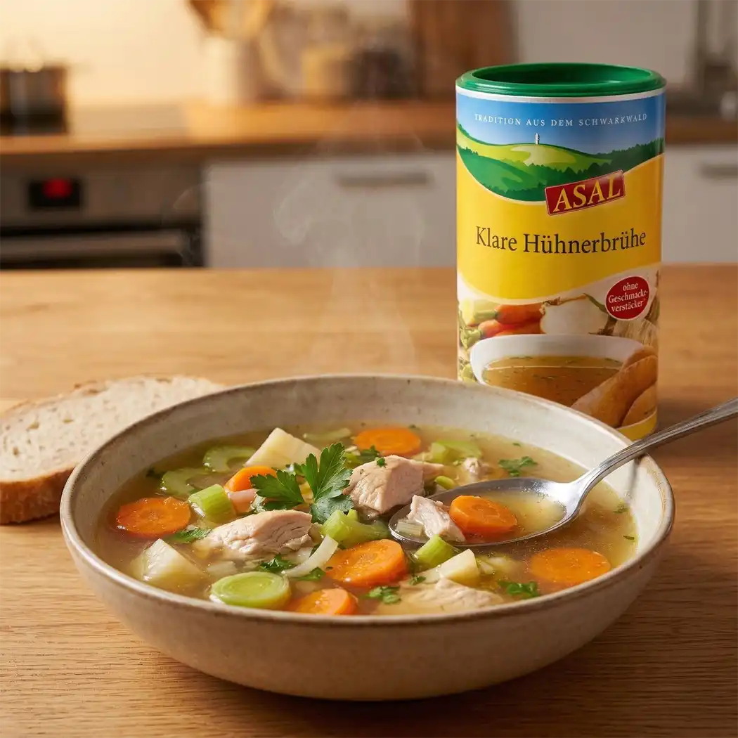 Klare Hühnerbrühe