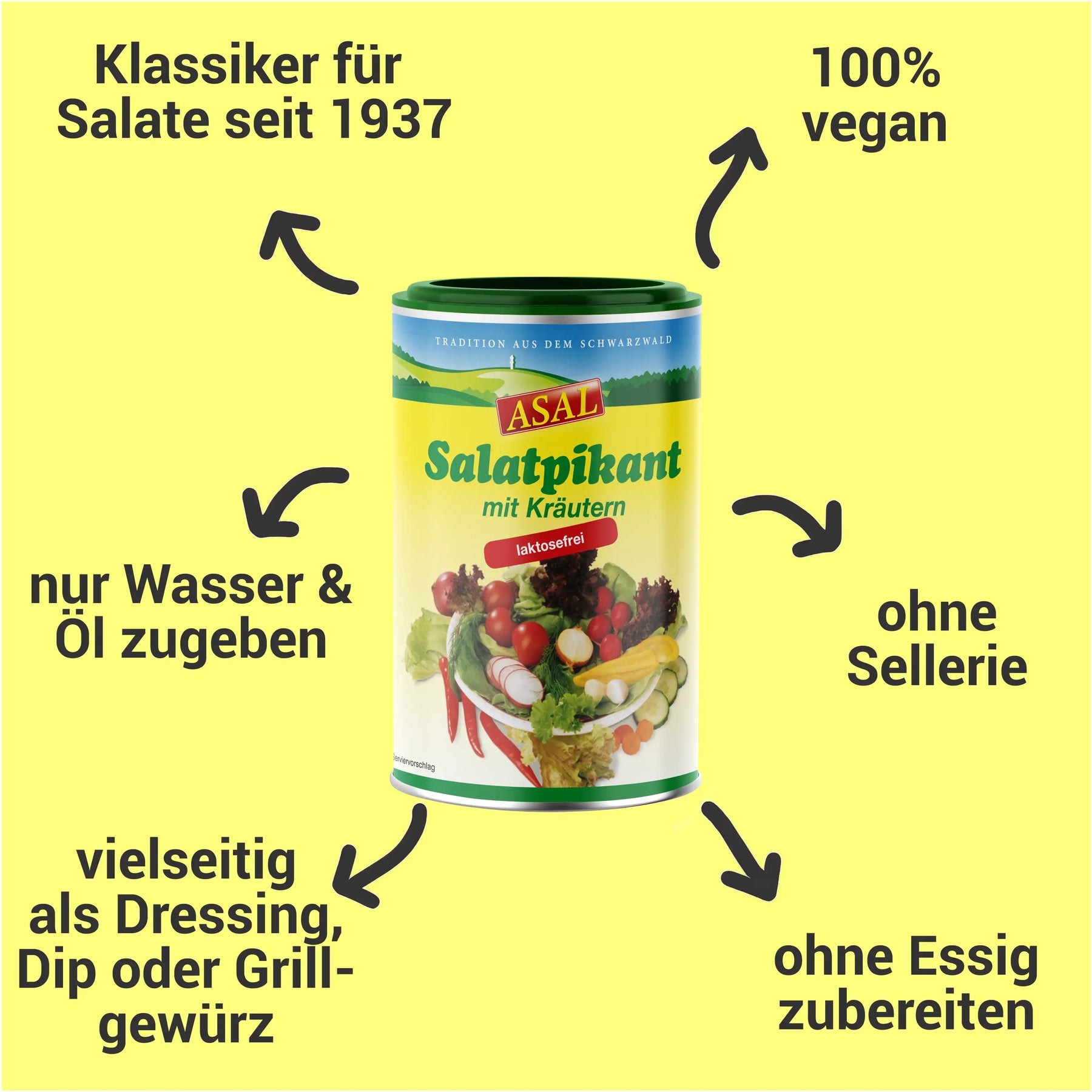 Salatpikant mit Kräutern