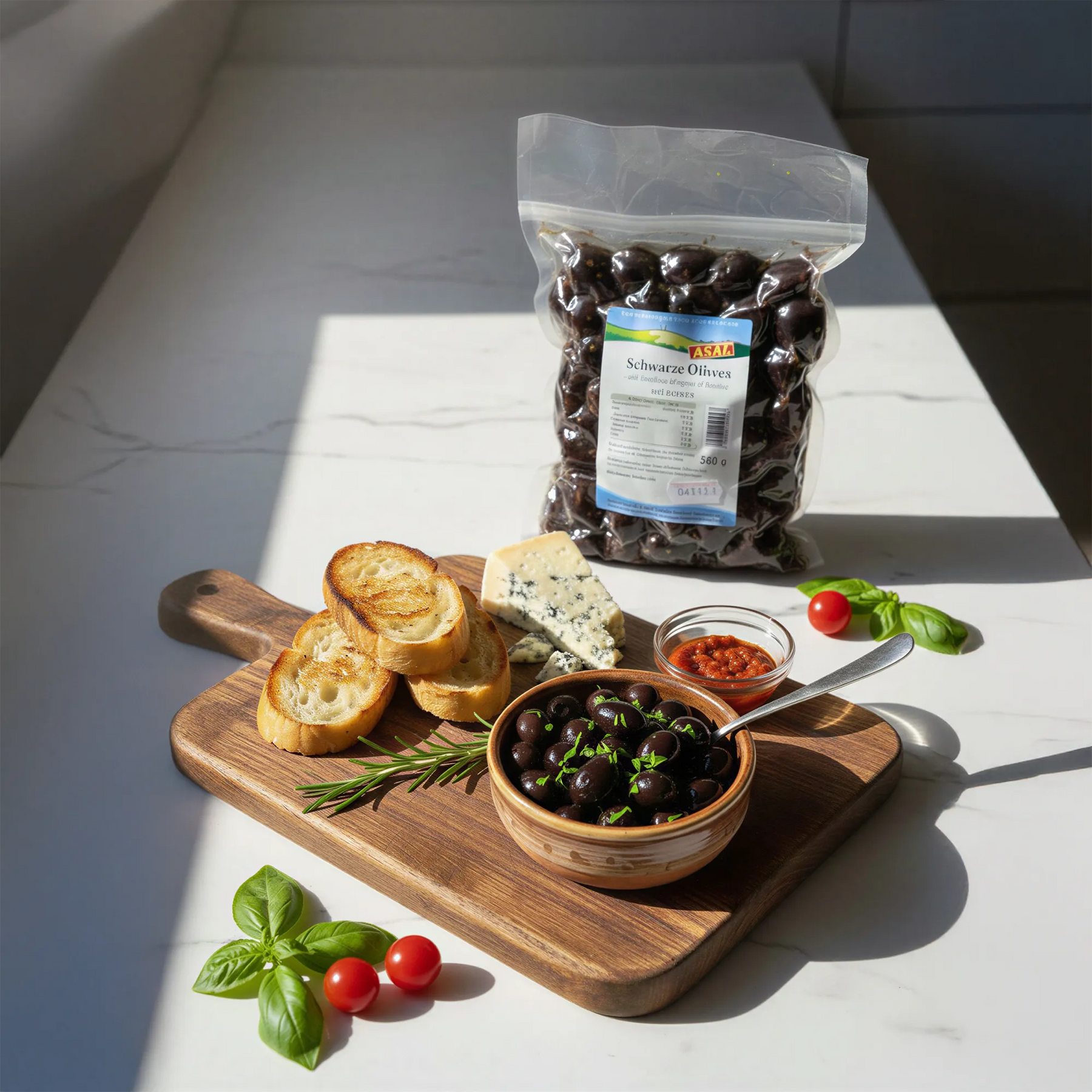 Schwarze eingelegte Oliven 500g